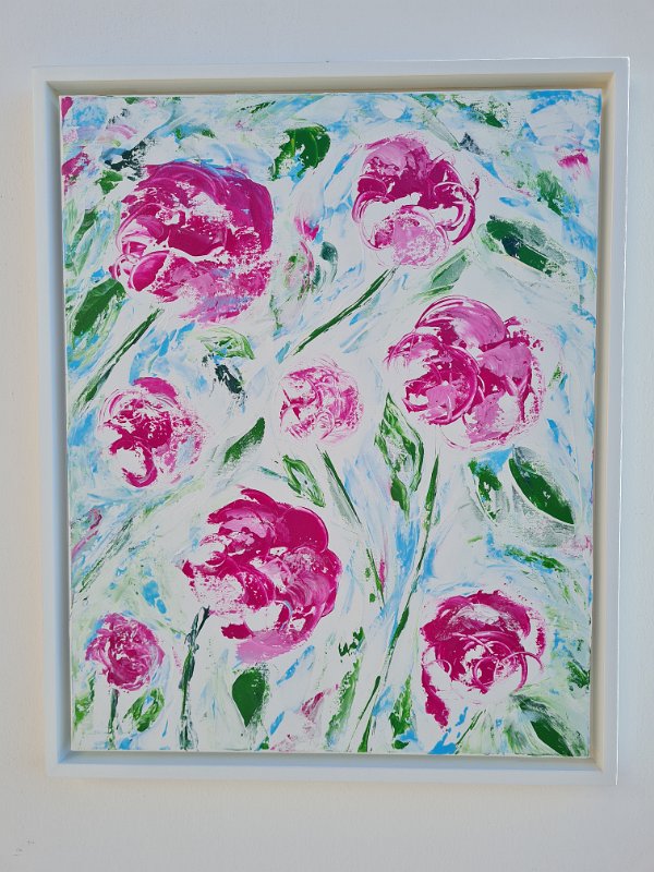 Pfingstrosen 1 2021, 50x40, Acryl auf LW, € 390